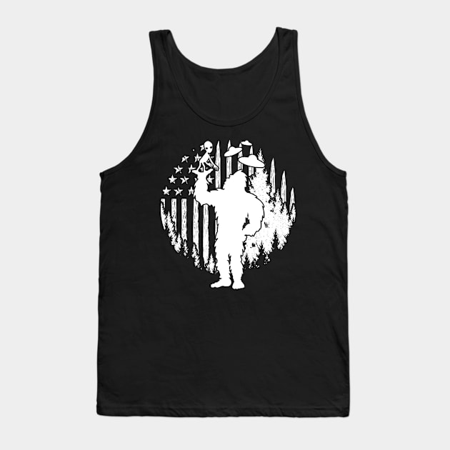 Bigfoot Alien Usa Flag Tank Top by Tesszero